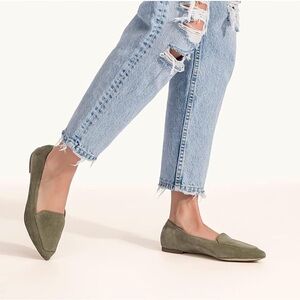 Olive Green Suede Women's Loafers- Hush Puppies- Size 7.5 (US) 38.5 (UK)